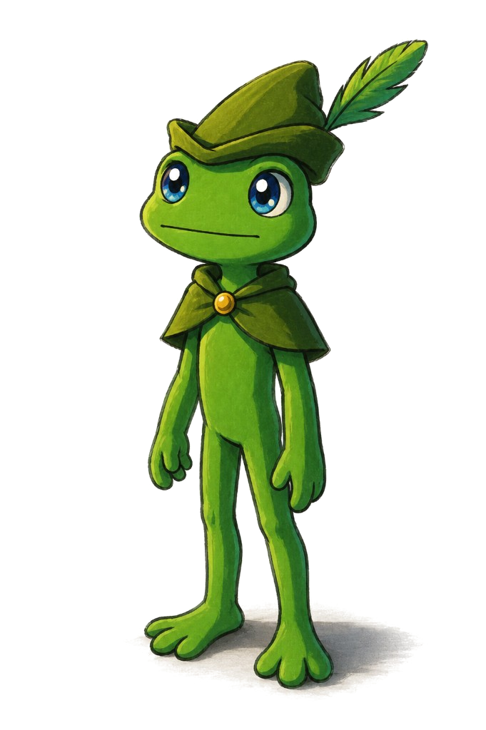 Fons standing in his woodland hat and cloak